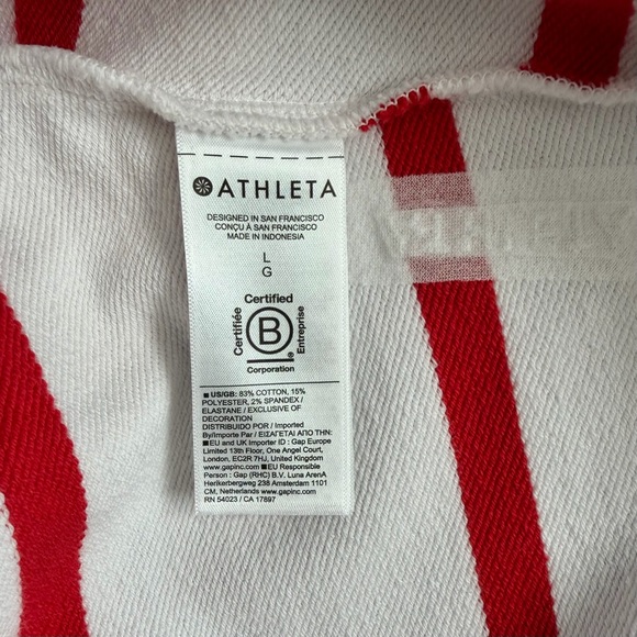 NWT Athleta Heavyweight Terry Ultra Crop Crew Sweatshirt White Red Size L - Picture 9 of 11